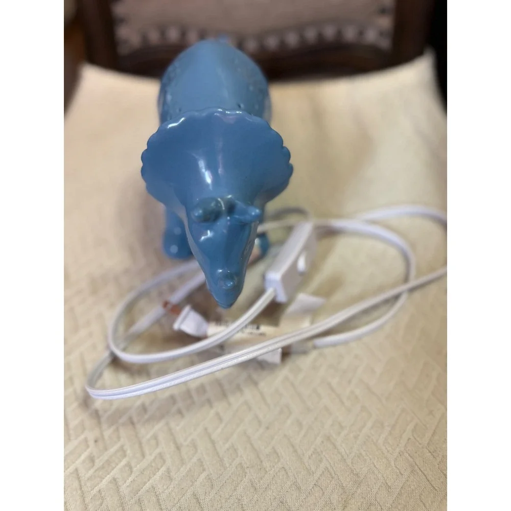 Target Blue Ceramic Triceratops Dinosaur Table Lamp Accent Night Light Glossy